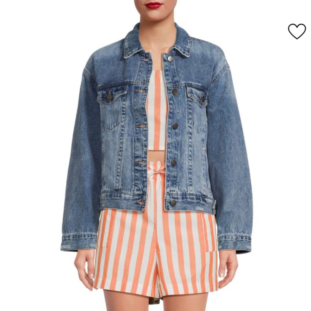 Kensie Distressed Denim Jacket Size XL